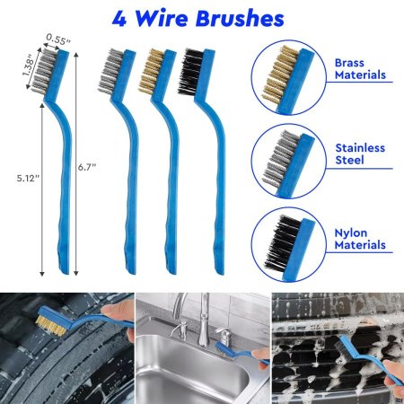 مجموعة فراشي التنظيف الثلاثية (فولاذ، نحاس، بلاستيك) 🛠️